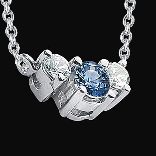 Products 3 Stone Gemstone Pendant 1.45 Ct. Blue Diamonds 14K White Gold