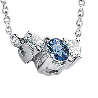 3 Stone Gemstone Pendant 1.45 Ct. Blue Natural Earth Mined Diamonds 14K White Gold