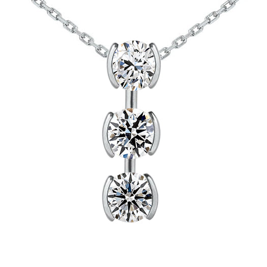 3 Carat Diamond Journey Pendant Half Bezel Set 3 Stone Jewelry