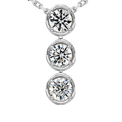 Anniversary Jewelry 3 Stone Round Diamond Pendant Necklace 2.25 Carats