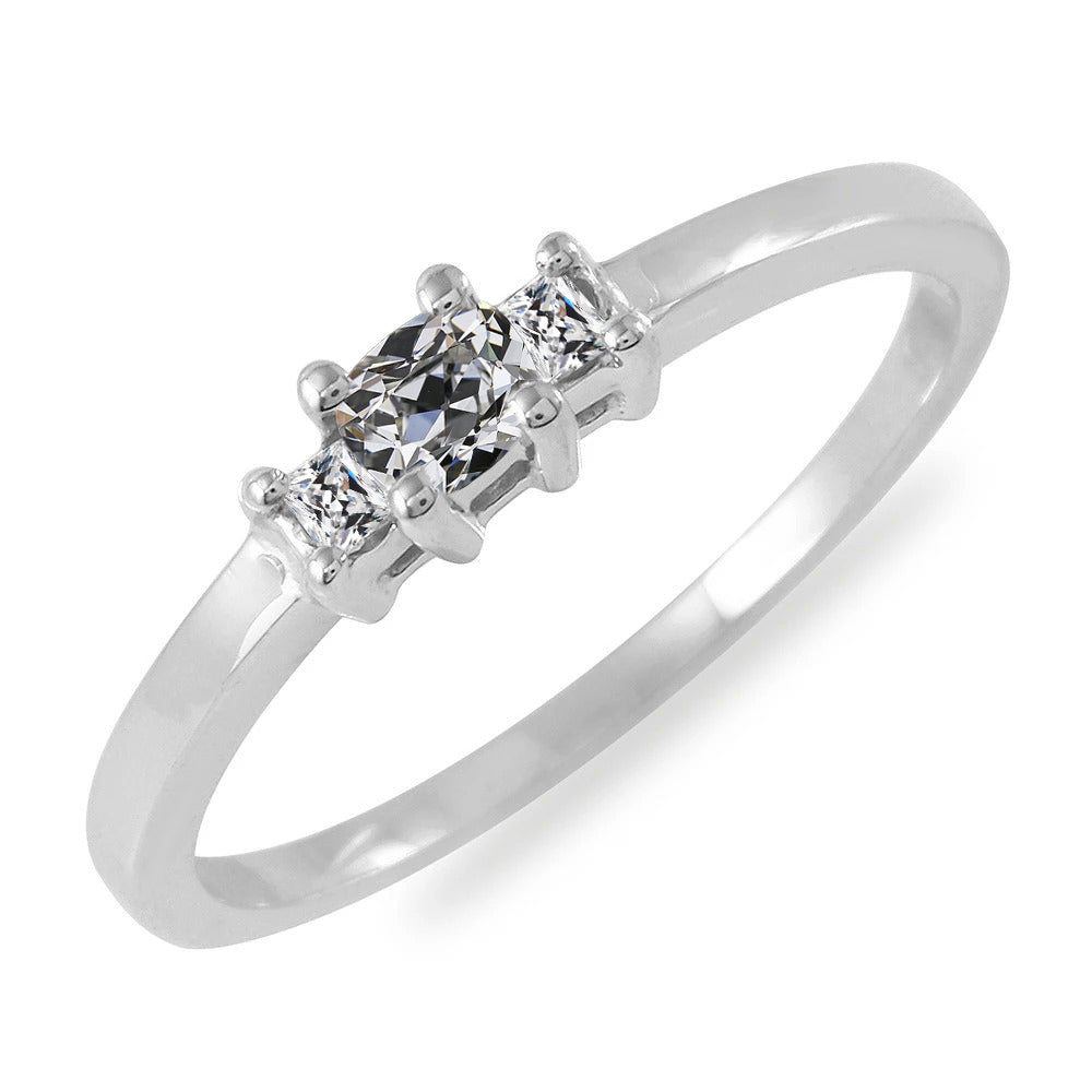 3 Stone Old Miner Cut Diamond Ring Basket Set Jewelry