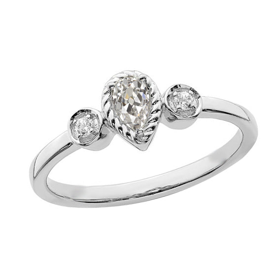 3 Stone Pear Old Cut Diamond Ring