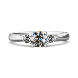 3 Stone Ring Round Old Cut Diamond Tapered Shank 2.50 Carats