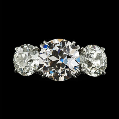 Round Old Mine Cut Diamond Double Prong Set Ring