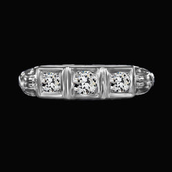 3 Stone Ring Round Old Mine Cut Diamonds 1.50 Carats Ladies Jewelry