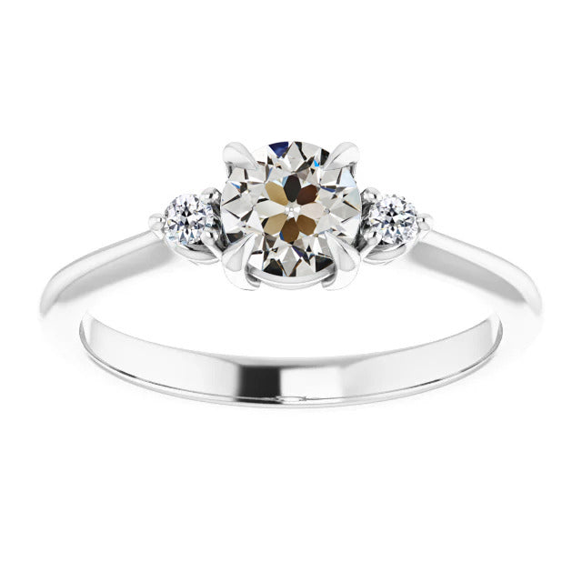 3 Stone Ring Old Miner Diamond Gold Basket Set