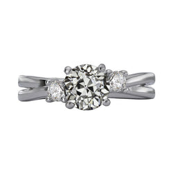 3 Stone Ring Round Old Miner Genuine Natural Earth Mined Diamond Split Shank Jewelry 3.50 Carats