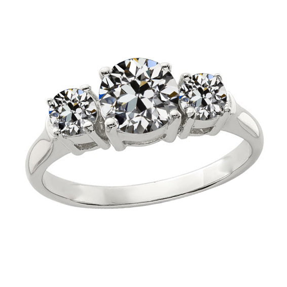 3 Stone Old Miner Cut Diamond Ring Basket Set 14K Gold