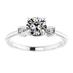 3 Stone Round Old Mine Cut Diamond Engagement Ring 2.25 Carats