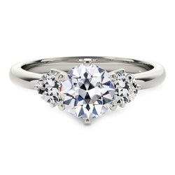 3 Stone Round Old Mine Cut Natural Earth Mined Diamond Ring 6 Prong Set 3.50 Carats