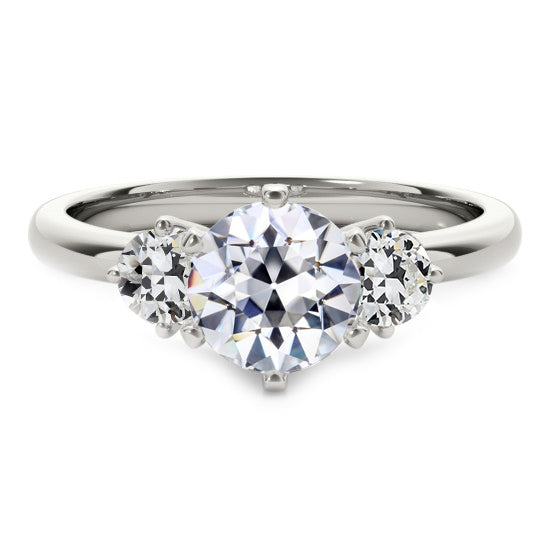 3 Stone Round Old Mine Cut Diamond Ring