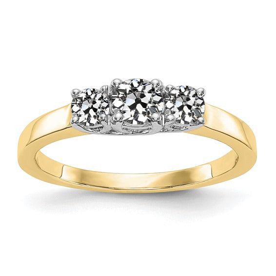 3 Stone Round Old Miner Diamond Ring