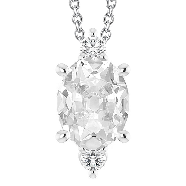 3 Stone Old Miner Diamond Pendant Chain