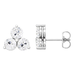 3 Stone Studs 6 Ct Earrings Old Miner Round Natural Diamond