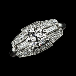 3 Stone Style Round Old Mine Cut Baguette Natural Earth Mined Diamond Ring 3.50 Carats