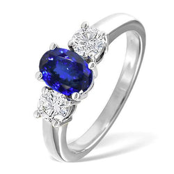 3 Stone Tanzanite And Diamonds 5.50 Carats Wedding Ring Gold 14K