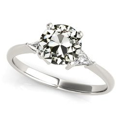 3 Stone Trillion & Round Old Miner Natural Earth Mined Diamond Ring Gold 3.25 Carats