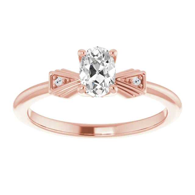 3 Stone Wedding Ring Round & Oval Old Miner Diamonds 