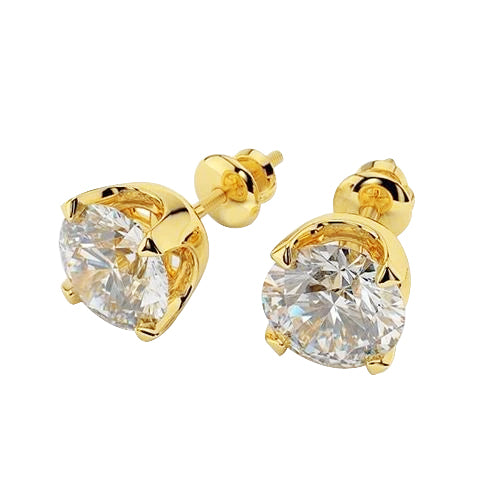 3 Carats GIA Certified Lab Grown Diamonds Studs Earrings Yellow Gold 14K
