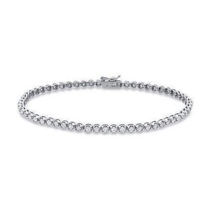 3 Carats Lady Round Cut Lab Grown Diamond Tennis Bracelet White Solid Gold