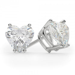 3 Ct Heart Cut Certified Lab Grown Diamond Women Stud Earring White Gold Fine Jewelry