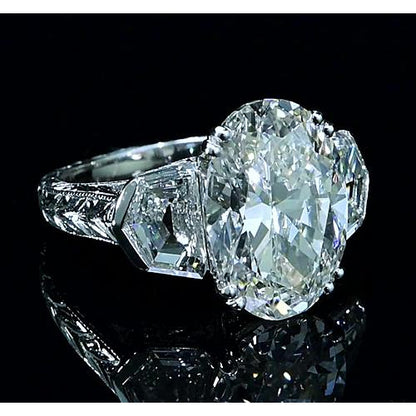 3 Stone Lab Grown Diamond Engagement Ring 8 Carats Vintage Style Jewelry New