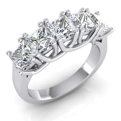 Five Stone Half Eternity Princess Diamond Band 3 Carats
