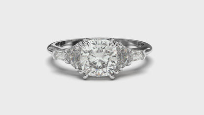 Products 3 Ct Cushion Cut Baguette Diamond Ring Excellent Cut 18K