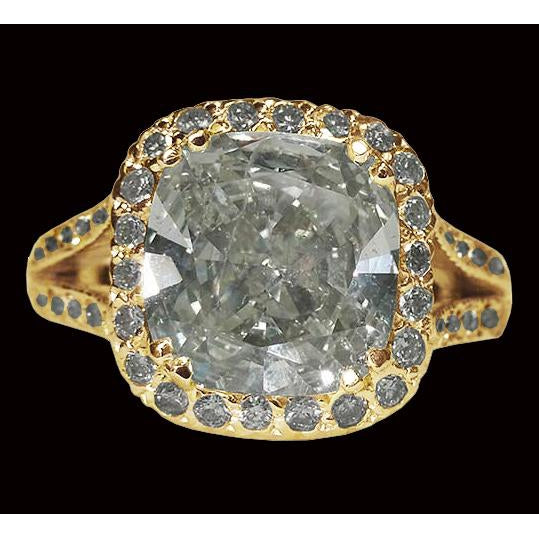 4 Carat Cushion Center Diamond Halo Ring White Gold J