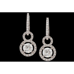 4 Carat Dangle Style Earring Hanging Wg Round Diamonds