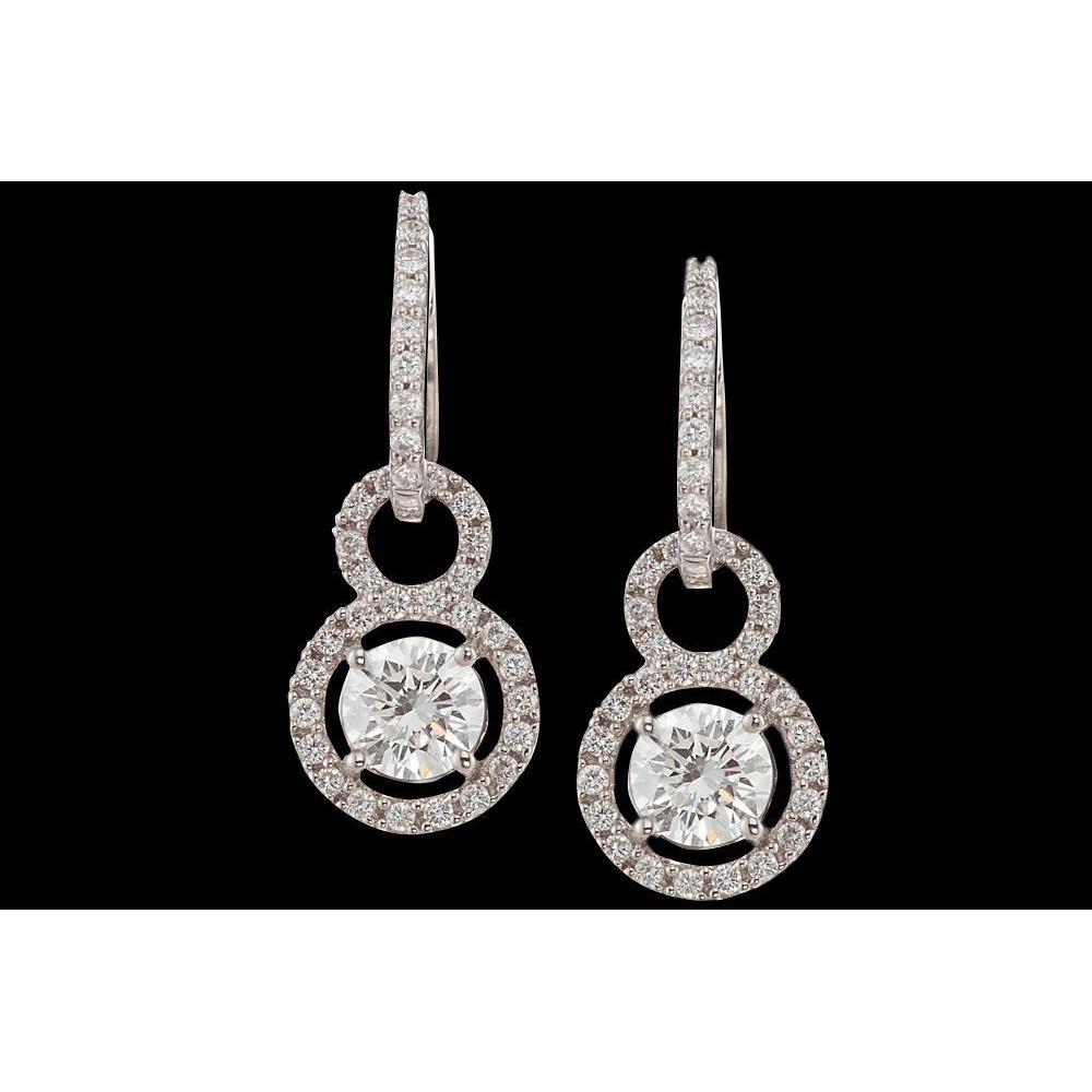 4 Carat Dangle Style Earring Hanging Wg Round Diamonds Dangle Earrings