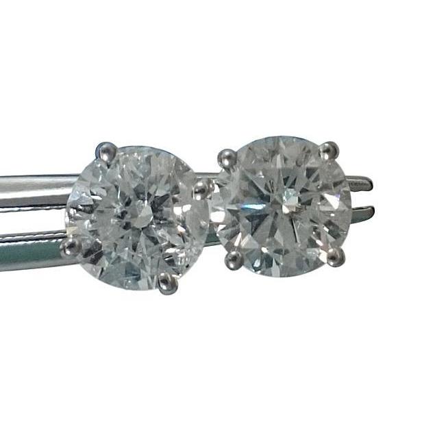 4 Carat Diamond Pair Round Stud Solitaire Earrings White Gold Prong Set Stud Earrings