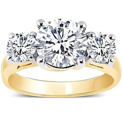 4.01 Carat Diamonds Three Stone Engagement Ring Two Tone Gold New