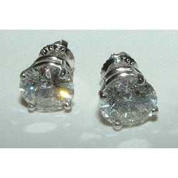 4 Carat G SI1 Round Brilliant Diamond Studs Platinum Earrings