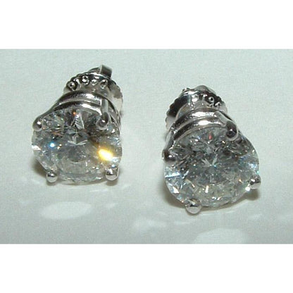  Round Brilliant Diamond Studs Platinum Earrings Stud Earrings