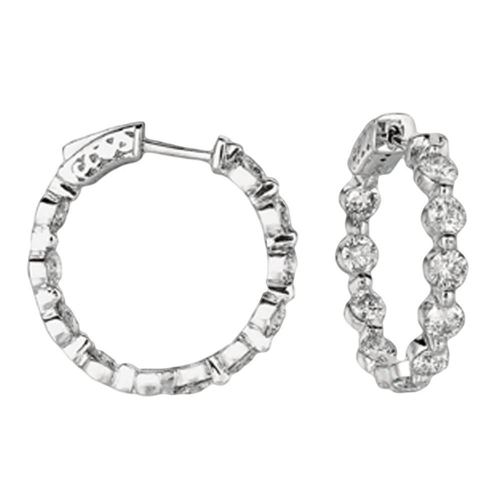 4 Carat Round Diamond White Gold 20 Pointer Diamond Hoop Earring New Hoop Earrings