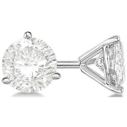 4 Carats 3 Prong Set Solitaire Round Diamond Stud Earring