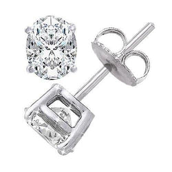 4 Carats Big Oval Cut Diamond Stud Earring White Gold Lady Jewelry