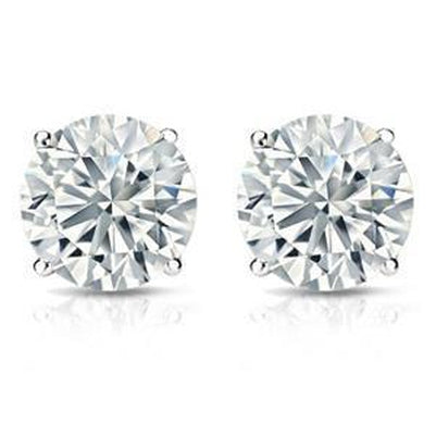  Fancy Princess Cut Vintage Style White Gold Diamond Stud Earrings