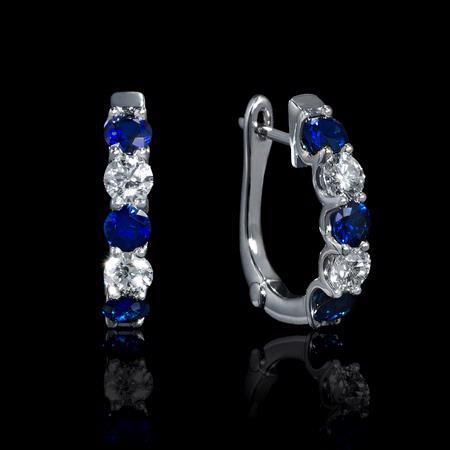  Jewelry Sparkling Ceylon Sapphire Jewelry Diamond Women Hoop Earring Gold Gemstone Earring