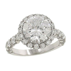Natural  4 Carats Diamond Halo Ring Pave Jewelry Engagement White Gold