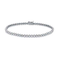 Real  3 Carats Lady Round Cut Diamond Tennis Bracelet White Solid Gold 14K