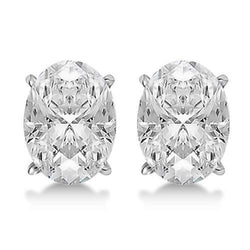 4 Carats Oval Cut Lab Grown Diamond Stud Women Earring White Gold 14K
