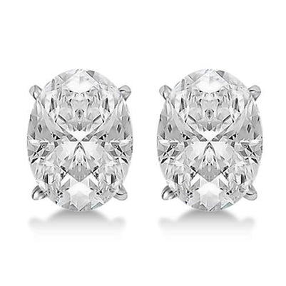 4 Carats Oval Cut Diamond Stud Women Earring White Gold 14K Stud Earrings