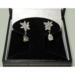 4 Carats Pear Shape Marquise Diamond Dangle Hanging Earrings