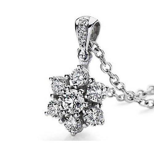 4 Carats Prong Setting Round Diamond Necklace Pendant Pendant
