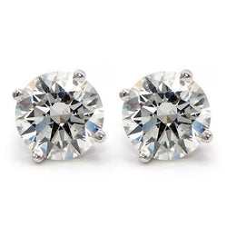 4 Carats Rounds Sparkling Diamonds Lady Stud Earrings White Gold 14K