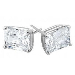 4 Carats Solitaire Radiant Cut Diamond Stud Earring White Gold 14K