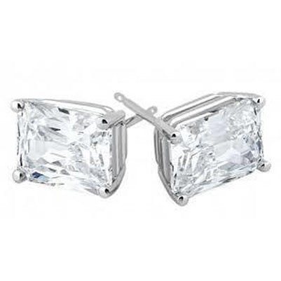  Solitaire Radiant Cut  Women Diamond Engagement Ring White Gold Stud Earrings