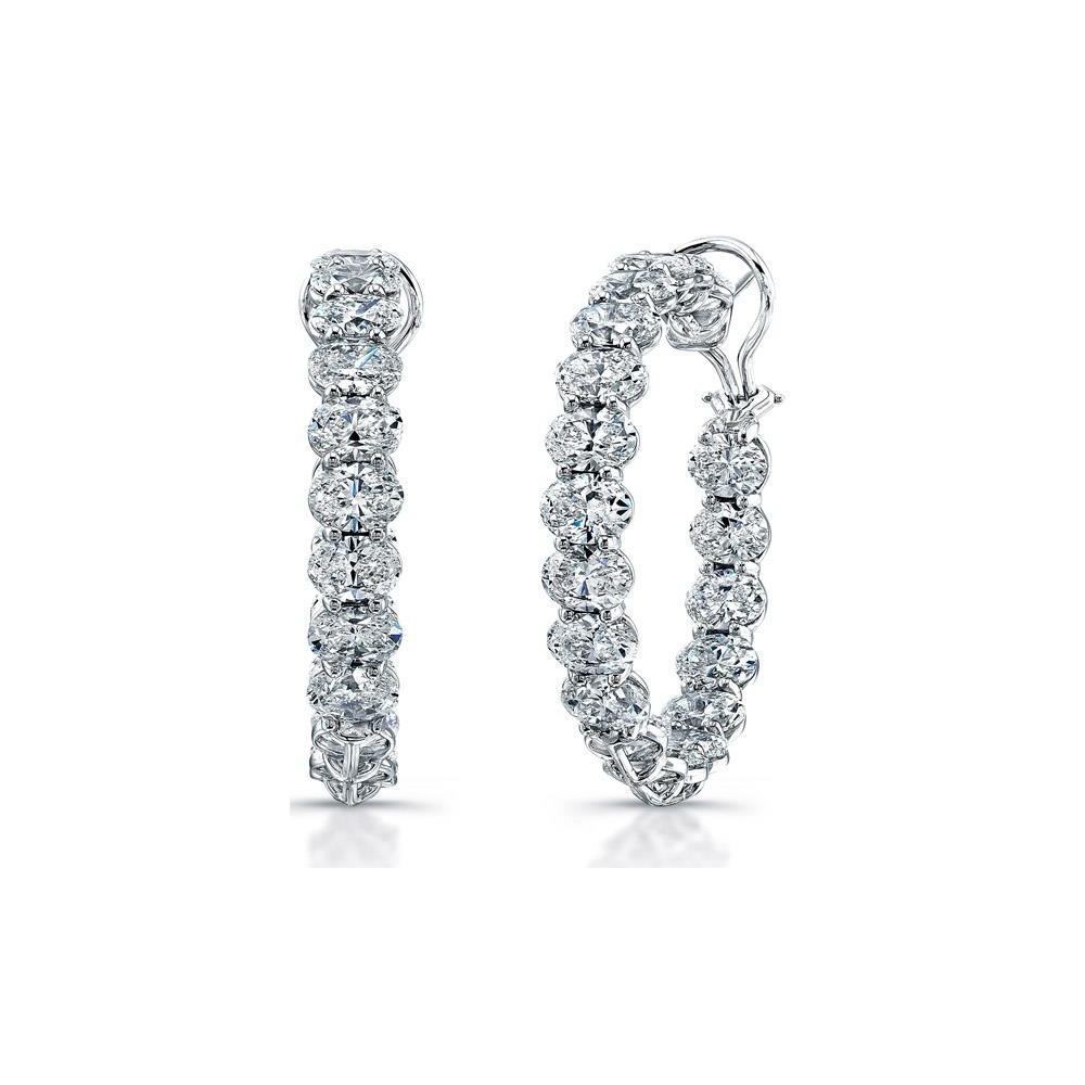 4 Carats Sparkling Oval Cut Diamond Hoop Earring Solid Gold Hoop Earrings